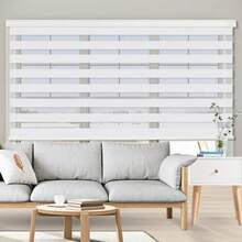 NANWEI Persianas Enrollables de Cebra, Doble Capa Persianas Horizontales, Ajustar la Densidad de Luz Interior, Privacidad Pretection para Recámara, Sala, Oficina, Sala de Reuniones,120X180cm - Blanco - Ver 1