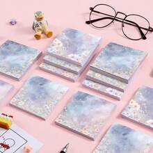 Starlight Floral Sticky Note Set, Vintage Memo Pad, Strong Adhesive, Reusable And Easy To Tear, Suitable For Planner, Office, School And Home Use, Large Capacity Vintage Stationery Gift - Multicolor - View 1