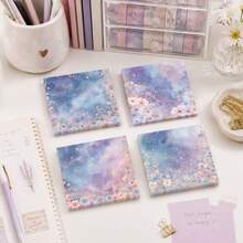 Starlight Floral Sticky Note Set, Vintage Memo Pad, Strong Adhesive, Reusable And Easy To Tear, Suitable For Planner, Office, School And Home Use, Large Capacity Vintage Stationery Gift - Multicolor - View 2