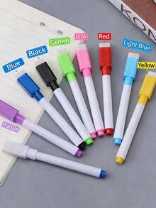 8 Colors Whiteboard Marker Set, With Tape Brush, Water-Based Erasable Colorful Whiteboard Markers, First Day Of School - Multicolor - View 1