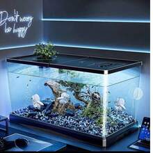 Fish Tank With Lid, Home Turtle Breeding, Small To Medium Hydroponic Aquarium, Living Room Transparent Goldfish Tank, Small Desktop Turtle Tank - Black - View 4