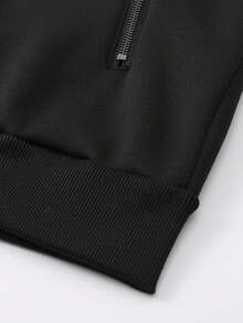 2pcs Black And White Colorblock Hooded Men's Jacket Set, Casual Sports Men's Outfit, Comfortable Long Sleeve Jacket And Pants Two Pieces Set, Men's Zipper Cardigan Jacket With Sports Pants, Side Zipper Pocket Design, Machine Washable, Suitable For Daily Commute And Travel - Black - View 10
