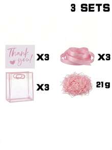 1/3/10pcs Set - Transparent Gift Bags With Pink Edges, Satin Bows And Raffia, Reusable Clear PP Tote Bags, Perfect For Weddings, Bridal Showers, Birthday Gift Wrapping, Baby Showers And Elegant Gift Packaging. - Pink - View 13