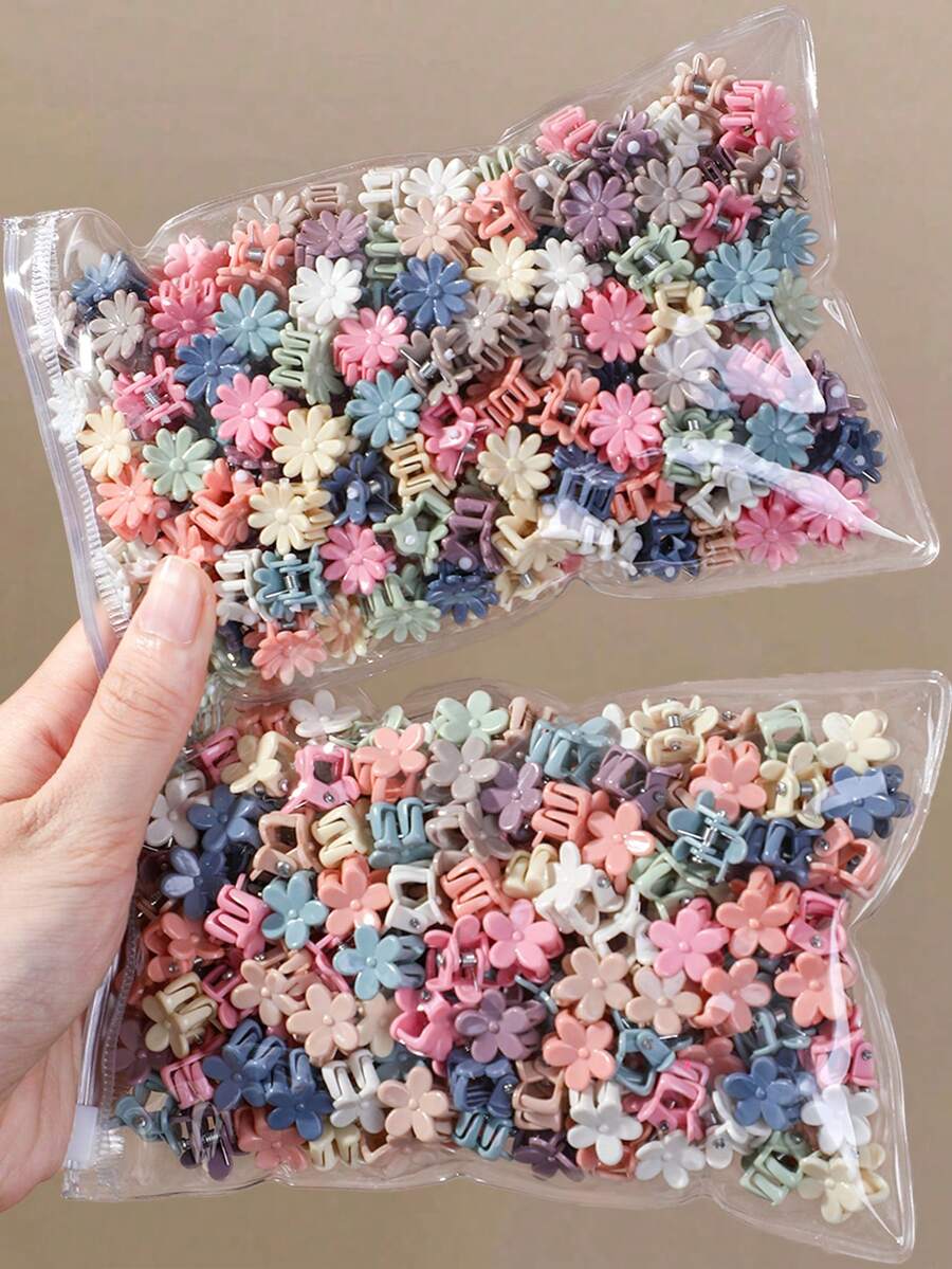 100pcs Jepit Rambut Anak Perempuan Aneka Warna Motif Bunga Daisy, Aksesori Rambut Jepit Belakang Kepala, Jepit Atas Kepala, Jepit Samping, Jepit Rambut Buaya untuk Penggunaan Sehari-hari - MultiWarna - View 1