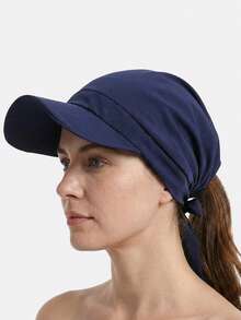 1pc Women's Duck Bill Cap With Tie Strap Baseball Hat, Ribbon Sun Hat Suitable For Daily Use - Multicolor - View 6