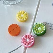 Decorative Lemon PVC Cable Protector - Durable Phone Charging Cable Protector, Suitable For USB And Wireless Earphone Cables, Anti-Bend Cable Protector - A - View 3