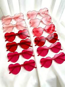 6/12/18 Pairs Frameless Heart-Shaped Glasses, Multiple Transparent Candy Colors, Suitable For Pool, Beach, Summer, Birthday, Christmas And Other Party Supplies - Glasses - View 1