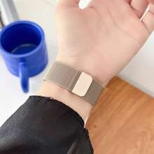 1件不鏽鋼磁吸金屬錶帶，適用於 Apple Smart Watch 40mm 41mm 38mm 42mm 44mm 45mm 46mm 49mm，時尚可調節米蘭式錶帶，相容於 I-Watch Series Ultra/12/11/10/9/8/7/6/5/4/3/2/1 - 玫瑰金 - 查看 4