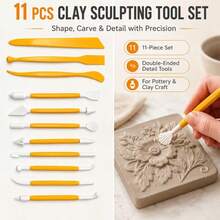 11Pcs Pottery Carving Tools Set Double Ended Resin Heads Sky Blue Handle For Clay Modeling DIY - Multicolor - View 3