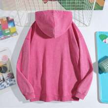 Men's Fashionable Autumn Washed Distressed Pocket Hoodie, Mens Hoodies Vintage Oversized Hoodie Acid Wash Couples Cotton Pullover Hoodies Withlove-L61 - 粉紅色1 - 查看 2