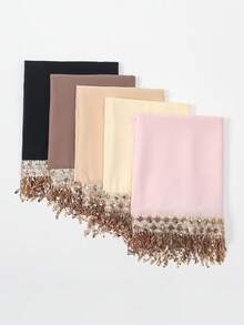 1pc Women's Sequin Tassel Chiffon Long Scarf Shawl For Party, Banquet, Outerwear - Multicolor - View 4