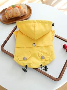 PETCIRCLE 1PC Pet Raincoat For Small Dogs, Puppies And Cats, Simple Solid Color Windproof And Waterproof Daily Walking With Hood - Yellow - Yellow - View 4