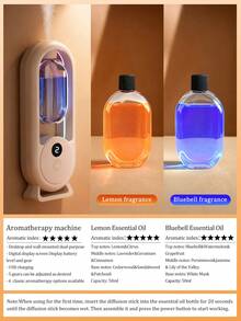 1pc White Ultrasonic Aromatherapy Diffuser, Wall-Mounted & Desktop 2-In-1 Diffuser, With 7-Color LED Night Light, Digital Display Gear Adjustment, 5 Operating Modes Switchable, Lemon Series Fragrance, 8 Essential Oils To Choose From, USB Powered, Rechargeable, Suitable For Large Spaces At Home, Gentle And Versatile For Bedroom, Living Room, Office, Pet Room, Hotel, Bathroom, Car - White - View 21