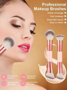 2/3/6pcs Pink Makeup Accessory Set, Dual-Ended Face Brush, Teardrop Blending Sponge And Triangle Velvet Powder Puff, Soft Reusable Foundation, Concealer And Setting Powder Tools - Multicolor - View 6