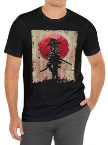 Camiseta Gráfica de Espadachín  Japonés - Camiseta Casual de Verano para Hombre para Uso Diario y Vacaciones en Resorts - Negro - Ver 7