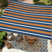 1pc Blue & Orange Striped Nautical Style Large Sun Shade Canopy, UV Protection, Sturdy & Durable, Easy Installation, Suitable For Beach, Garden, Patio, Includes Rope - Multicolor - View 10