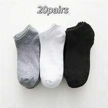 10/20/30 Pares de Meias Neutras Pretas, Brancas, Cinzas, Meias Esportivas, Meias Minimalistas, Macias, Confortáveis, Versáteis e Elegantes, Adequadas para Uso Diário ou Casual ao Ar Livre - Multicolorido - Visão 15