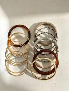 10pcs/Set Faux Leopard Print Bracelets, Minimalist Women's Stackable Bangle, Exaggerated Wide Band Fashion Unique Design Jewelry Accessories For Party, Gift, Daily Wear - Multicolor - View 2