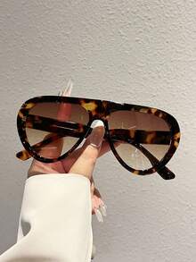 1 pieza Gafas de moda estilo piloto oversized para mujer 2026 nuevas, montura completa, gafas decorativas casuales para exteriores, accesorios de moda elegantes para viajar para damas - 3790 - Ver 7