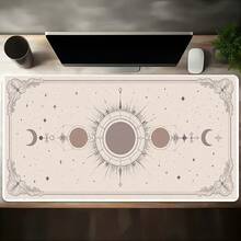 A Large Gaming Mouse Pad Featuring A Beige Background And A Sun, Moon, And Stars Pattern-Perfect As A Gift For Christmas Or Halloween. This Stylish Mat Serves As Both A Mouse Pad And A Desk Mat. - Multicolor - View 5