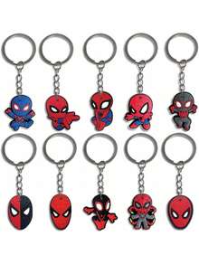 12pcs/Set Superhero PVC Keychain, 2 Series Avengers Q-Version Soft Rubber Keychain, Birthday Party Gift Bag Filler, Backpack Pendant Decoration, Piñata Filler Small Toy Gift - Multicolor - View 6