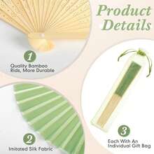 Silk Hand Fans For Wedding Party, Bridal Handheld Folding Fans, Bamboo Handheld Folding Fans, Suitable For Bridal Shower, Gift - Multicolor - View 6