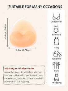 1 Pair Plus Size Silicone Breast Pads, Reusable Invisible Seamless Sweat-Proof Bra Inserts For Large Bust, Suitable For Bikini Swimwear, Backless Wedding Dress, Evening Gown, Includes 30pcs Flower-Shaped Disposable Nipple Covers, Women's Lingerie Accessories - Multicolor - View 9