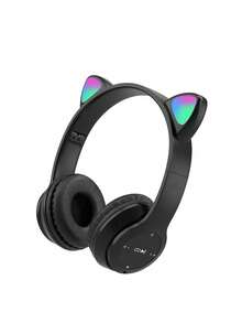 Reletech Foldable Cat Ear Wireless Headphones, RGB Color‑Changing LED Glow Light, Stereo Sound, Low‑Latency, Sweat‑Resistant Over‑Ear Bluetooth Headsets For Gaming Daily Use - Black - View 3