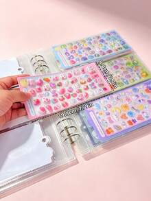 A4 Large Capacity Cute Sticker Storage Set - Portable Square PVC Sticker Collection Binder Set, Reusable 3D Glitter Sticker Book & Diary Accessories Sticker Album,Back To School - Sticker Storage Set - View 5