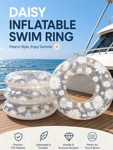 Inflatable Daisy Swim Ring, High-Quality PVC Material, Summer Vacation Leisure Floating Ring, With Armpit Support, Floral Pattern Design, Suitable For Vacation, Swimming Pool Party, Beach, Summer Vacation Leisure Swim Ring - Multiple Styles - View 1