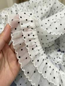 1 Yard White Polka Dot Double Layer Ruffle Lace DIY Clothing Sewing Decor Doll Clothes Accessories Headpiece - Double Layer - View 3