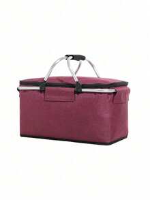 Foldable Insulated Picnic Basket, Thickened Aluminum Frame, Aluminum Foil Lining With Oxford Cloth Material, Waterproof, Leak-Proof, Cold-Keeping, Fresh-Keeping, Large Capacity, Strong Load-Bearing; Portable Dual Zipper Design, Easy To Clean, Suitable For Camping, Picnic - A - View 13