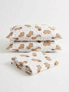 2-Piece Single Bed Sheet Set, Printed 200 Thread Count Percale Fabric, Full Elastic Hem, With Point Palito Pillowcase - Rust Brown - View 3