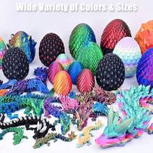 2pcs/4pcs/10pcs 3D Printed 1pc Movable Dragon Figurine And 1pc Egg That Can Open To Store Small Dragon, Exquisite Design, Durable Decoration, Delicate Texture Fantasy Collectible, Carefully Crafted (Random Color) - Multicolor - View 2