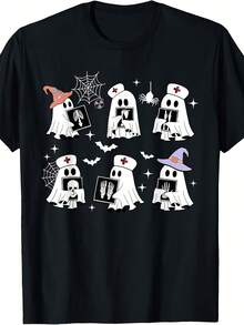 Funny X-Ray Tech Ghosts Boo Sheet Radiology Spooky Halloween T-Shirt - 黑色 - 查看 1