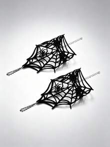 Hollow Spider Web Finger Chain, Dark Style Gloves, Metal Chain, Halloween, Ghost Festival, Easter Carnival Party, Lace Gloves - Multicolor - View 3