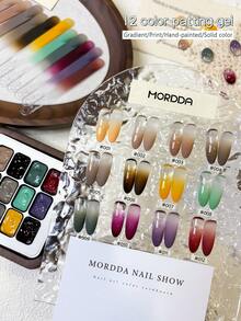 MORDDA 12色莫蘭迪圖案美甲膠，罐裝高飽和度熱門半固態美甲指甲油膠，適用於美甲沙龍特殊用途 - 彩色 - 查看 5