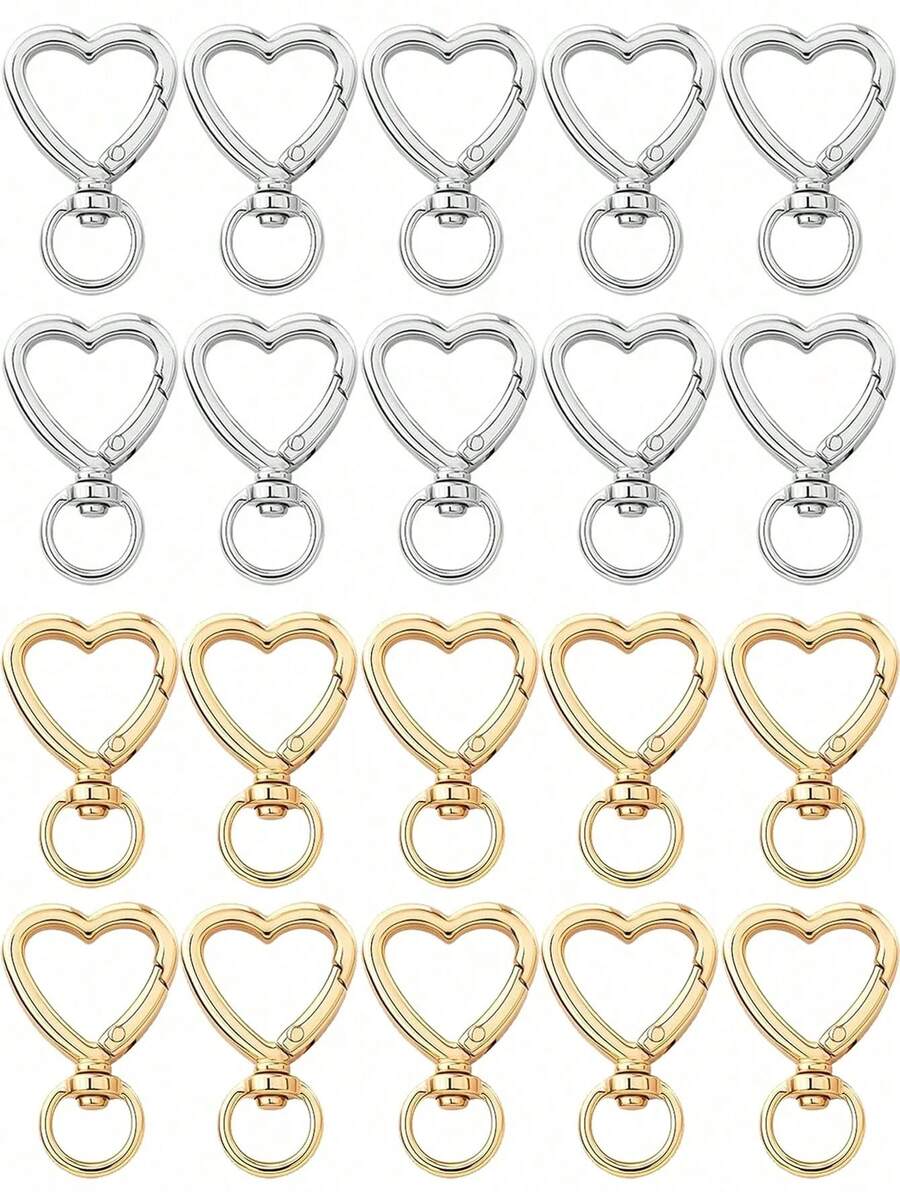 10/30/60/100pcs Heart-Shaped Keychain Swivel Hook, Cute Zinc Alloy Spring Clip Key Ring, Handbag Clip, Suitable For DIY Crafts