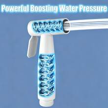 3 PiecesBidet Spray Set, Includes Handheld Sprayer, 2m Retractable Spring Hose And Drill-Free Wall Mount Bracket | Pressurized Water Flow, Adjustable Water Pressure, Suitable For Bidet Cleaning, Toilet Rinsing, Pet Washing, Mop Cleaning, Multi-Scenario Home Cleaning Kit, Compatible With Various Bathroom Spaces - White - View 10