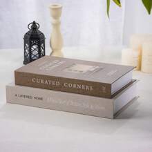 2pcs Set Exquisite Decorative Faux Books, Decorative Bookends, Suitable For Living Room, Study, Bedroom, Hotel, Coffee Table, Decoration, Photography Props, Holiday Decor - 2pcs - Imitation Linen - View 4