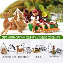 8pcs 3D Christmas Cookie Cutter Set, Stainless Steel Material, Christmas Tree / Snowman / Reindeer / Sleigh Shapes, Christmas Holiday Home DIY Baking Tools, Party Gift Cookie Cutter Set, Perfect For Christmas DIY Crafts And Christmas Gift Decoration - View 9