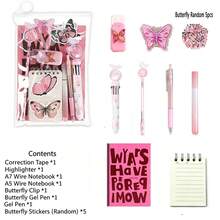 Cute Butterfly Stationery Set, Multi-Functional Stationery Gift Set Including Notebook, Stickers, 10-Color Gel Pens, Back To School, Graduation Gift, Academic Incentive Cute School Supplies - Suit - View 14