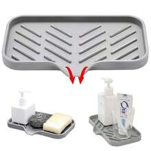 Kitchen Sink Drip Tray Silicone Splash Guard Storage Rack, Creative Dishwashing Sink Sponge Holder, Quick Drainage Keeps Countertop Dry And Tidy - A - View 10