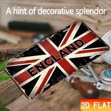 2D Flat, 1pc Vintage England Flag Metal Wall Plaque - 12x6 Inch Decorative Sign With "England" Text, Distressed Black And Red Design, Suitable For Bar, Cafe, Restaurant, Home Decor (Random Style) - A - View 4