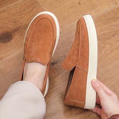 Giày nam da thủ công kiểu casual slip-on loafer, giày da thoáng khí đế bệt, moccasin nam thời trang đi ngoài trời