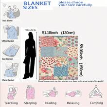 1pc Vintage Patchwork Floral Polka Dot Single-Sided Printed Flannel Blanket, Soft & Lightweight Sofa Bed Cover, Bohemian Home Decor, Suitable For All Seasons, Perfect For Bedroom, Outdoor Camping And Daily Relaxation Gift - Multicolor - View 12