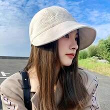 1件女款夏季遮陽帽，舒適寬邊可折疊遮陽帽，夏季時尚百搭遮陽帽，遮陽帽，沙灘帽，度假帽 - 多款 - 查看 5