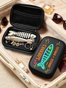 Daily Jewelry Box, Cute Sardine Jewelry Pouch With Fish Bone Divider, Portable Small Jewelry Storage Box, Travel Jewelry Organizer, Macaron Dopamine Jewelry Storage Box, Makeup Tool Storage Box, Y2K Storage Box, Compartment Box, Accessory Storage, Small Earrings Rings, Women's Gift, Bridesmaid, As Back To School Gift, Birthday Small Gift, Holiday Gift, Party Small Gift - Multicolor - View 2