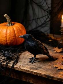 1/3/12pcs Artificial Feather Black Crow Decor, Realistic Simulation Raven Bird Ornament, Halloween Scary Party Prop For Home Garden Scene Decoration - Multiple Colors and Styles - View 2