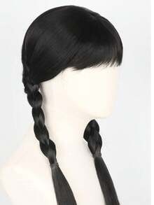 1pc Gothic Black Bangs Double Braids Wig, Dark Halloween Wig, Suitable For Halloween Festival Events, Theme Parties, Costume Parties, Cosplay, Decorative Wig - Multicolor - View 8
